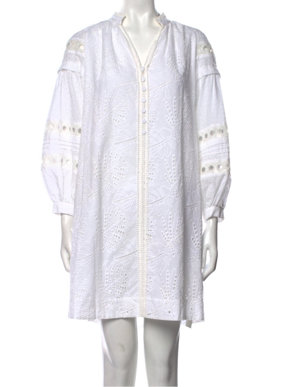 Diane Von Furstenberg White Eyelet Cotton Shift Dress